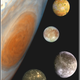 Jupiter and its four Galilean moons.
